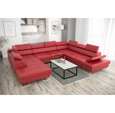 Rohová sedací souprava GALAXY MAX I s funkcí spaní 280X350X225 přírodní kůže - červená kůže, Pravá strana Rohová sedací souprava GALAXY MAX I s funkcí spaní 280X350X225 přírodní kůže - červená kůže, Pravá strana