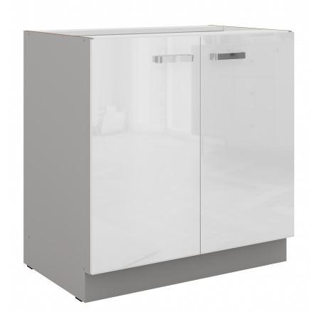 Dolní skřínka BIANCA - 80 D 2F BB, Šedá / Bílý lesk Dolní skřínka BIANCA - 80 D 2F BB, Šedá / Bílý lesk