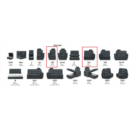 DUO EVER - pohovka 3 místa   1(P)- 2(L)