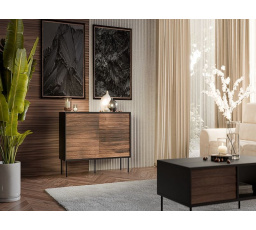 CORTINA komoda 120 ( 1D3S ) černá/ořech ( 1 ks)=2 str. )