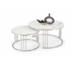 Konferenční stolek MERCURY 2 sada, stříbrná/ efekt bílého mramoru