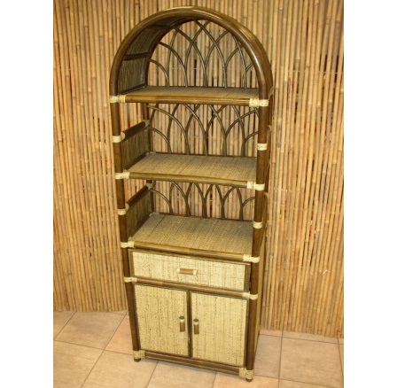 Ratanová skříňka zásuvka, dvířka hnědá 6840