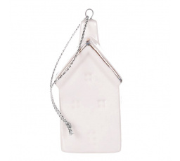 Domeček porcelánový - závěsná dekorace, barva bílá