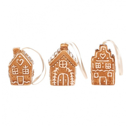 Domek perníkový mini - keramika, závěsný, cena za sadu 3 ks Domek perníkový mini - keramika, závěsný, cena za sadu 3 ks