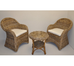 Ratanová sedací souprava Roma ratan kubu polstry bílé