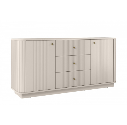 VESPER KOMODA 160 2D3SZ - kašmír mdf / kašmír / zlaté úchyty / sokl