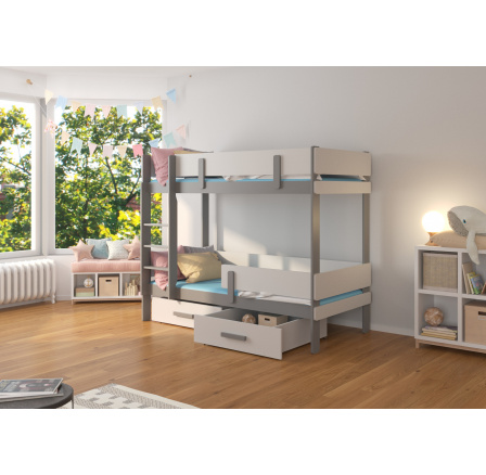 Dvoulůžková patrová postel ETIONA 200x90 Šedá+Šedá