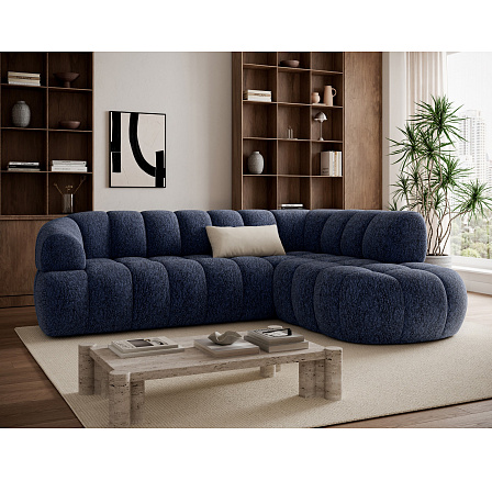 Tontano corner sofa with sleeping function and electrically extendable seat, blue chenille, right-hand side Kendell 40 183x77 Right