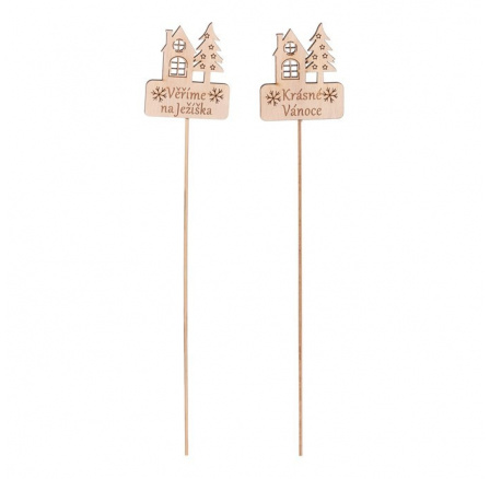 Domeček s nápisem - dřevěný zápich, přírodní, cena za balení (6 ks) Domeček s nápisem - dřevěný zápich, přírodní, cena za balení (6 ks)