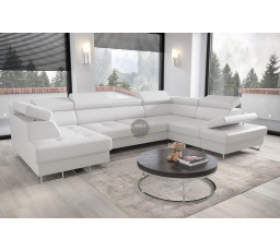 Rohová sedací souprava GALAXY MAX II s funkcí spaní 210x350x165 - bílá eko kůže, pravá