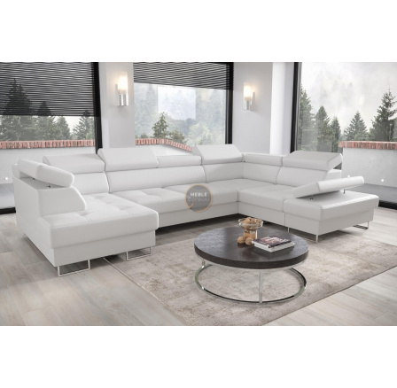 Rohová sedací souprava GALAXY MAX II s funkcí spaní 210x350x165 - bílá eko kůže, pravá Rohová sedací souprava GALAXY MAX II s funkcí spaní 210x350x165 - bílá eko kůže, pravá