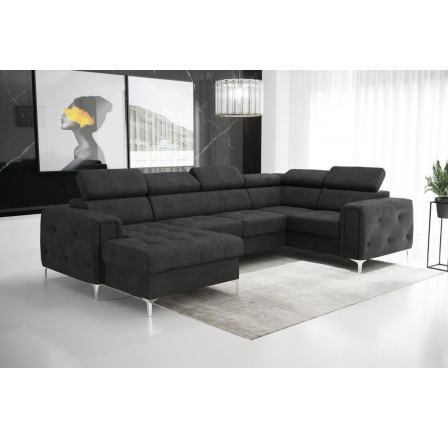 Rohová sedací souprava ORION MAX III s funkcí spaní 165x320x185 cm - černá , pravá Rohová sedací souprava ORION MAX III s funkcí spaní 165x320x185 cm - černá , pravá