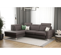 Rohová sedací souprava MALIBU MINI přírodní kůže 180X250 - kůže tmavě šedá , levá