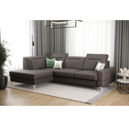 Rohová sedací souprava MALIBU MINI přírodní kůže 180X250 - kůže tmavě šedá , levá Rohová sedací souprava MALIBU MINI přírodní kůže 180X250 - kůže tmavě šedá , levá