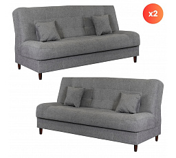 Sada 2x Rozkládací Pohovka NEPAL Šedá