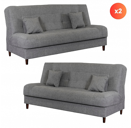 Sada 2x Rozkládací Pohovka NEPAL Šedá