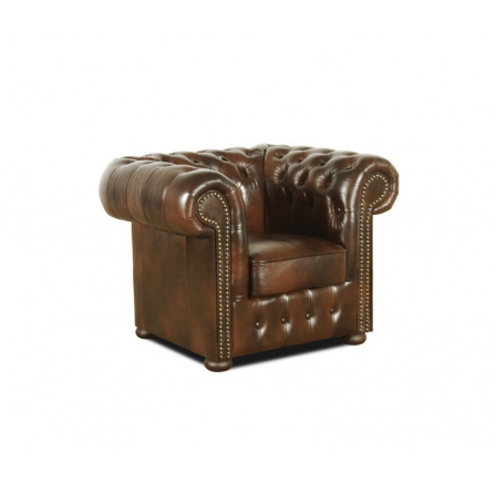 Křeslo Chesterfield Classic 1 kůže hnědá
