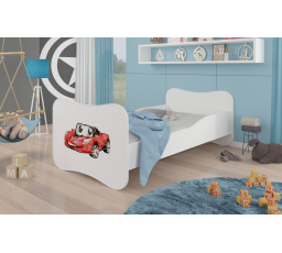 Dětská postel GONZALO s matrací, 160x80 cm, Bílá/Red car