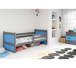 Dětská postel RICO 90x200 cm, bez matrace, Grafit/Modrá