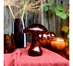 LED lucerna PODZIMNÍ AURA houbová hnědá 13.5x18 cm 706912