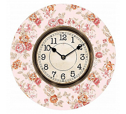 Hodiny nástěnné - pr. 34 cm, MDF, květinový motiv