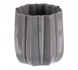 Váza keramická - glazovaná, tmavá šedo-krémová