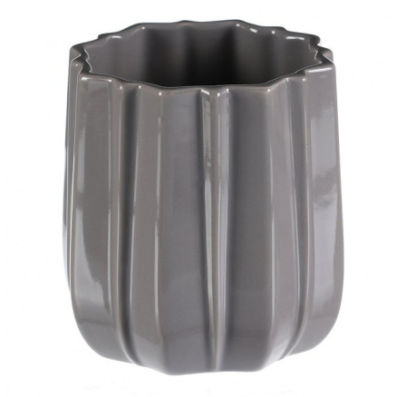 Váza keramická - glazovaná, tmavá šedo-krémová