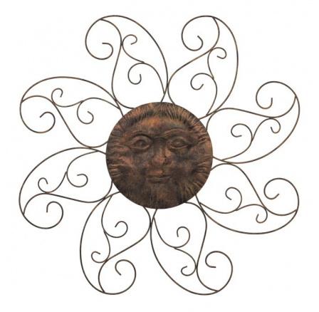 Slunce - kovová nástěnná dekorace, barva měděná