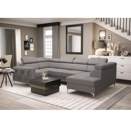 Rohová sedací souprava ORION MAX II s funkcí spaní 165x350x185 cm - šedá , levá