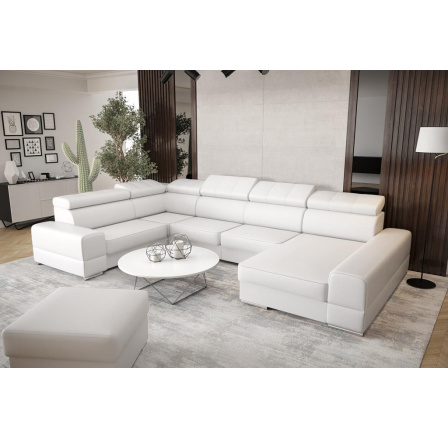 Rohová sedací souprava ROYAL MAX II průměr 30x375x185 - bílá eko kůže , levá Rohová sedací souprava ROYAL MAX II průměr 30x375x185 - bílá eko kůže , levá