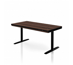 Elektrický výškově nastavitelný stůl sit-stand se zásuvkou a bezdrátovou nabíječkou Qi černý/ořech, 1400 mm: ELLIS
