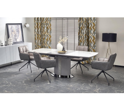 Jídelní stůl DANCAN, efekt bílého mramoru/šedá/černá barva