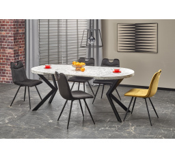 Jídelní stůl PERONI, efekt bílého mramoru/černá