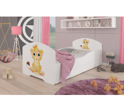 Postel dětská PEPE LION 140X70 Bílá s matrací a zásuvkou