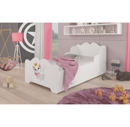 Postel s matrací a zásuvkou XIMENA CAT 140x70 Bílá