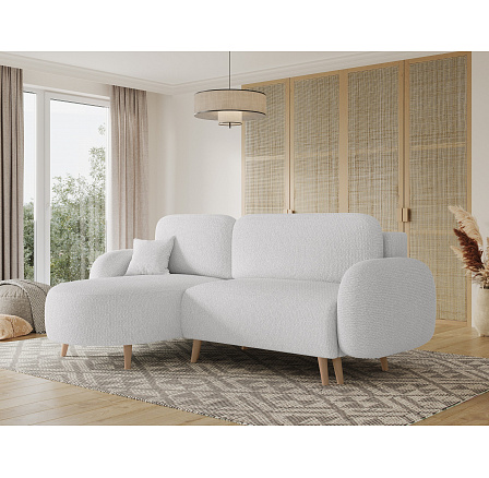 Bawal corner sofa with sleeping function and storage compartment, light grey bouclé, left-hand side Tonall 03 188x100 Left 1
