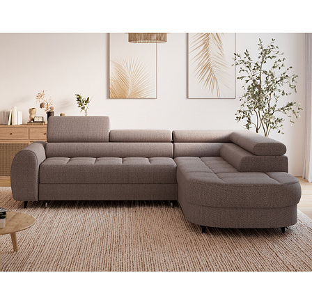 Vesteria right-hand corner sofa with sleeping function and storage compartment, brown bouclé Tonall 22 120x200 1 Vesteria right-hand corner sofa with sleeping function and storage compartment, brown bouclé Tonall 22 120x200 1