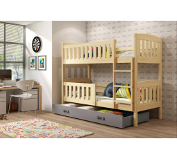 Dětská patrová postel KUBUS se šuplíkem 90x200 cm, bez matrací, Přírodní/Grafit