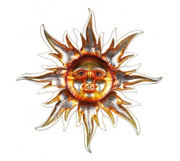 Slunce - kovová nástěnná dekorace, měděno-zlatá