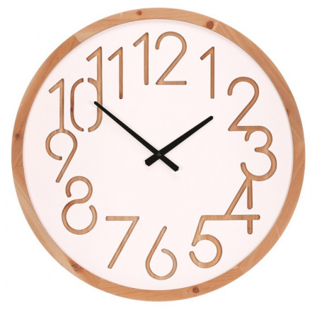 Hodiny nástěnné - pr. 60 cm, MDF a dřevěný rám, bílé