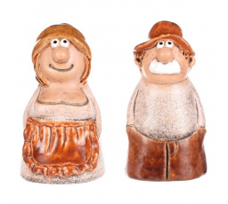 Babka a dědek - zahradní ozdoby na plot, keramika