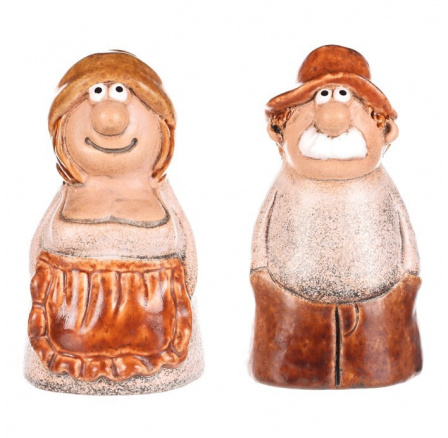 Babka a dědek - zahradní ozdoby na plot, keramika