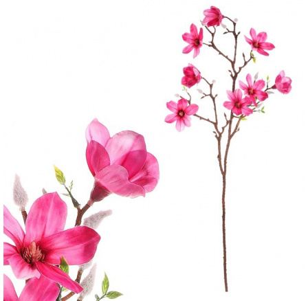 Magnolie - umělá řezaná květina, tmavě růžová