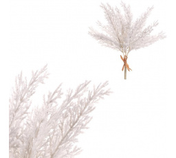 Túje - umělý trs, bílý se třpytkami, cena za svazek (4 ks)