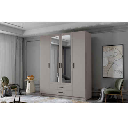 Skříň Arya II 160 - kašmír/černé úchytky