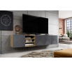 Závěsná TV skříňka 200 cm Asha s drážkováním a výklenkem - artisan / rivier stone matná