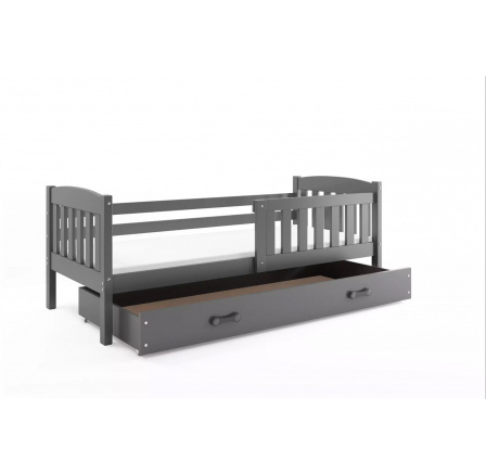 Dětská postel KUBUS 80x190 cm se šuplíkem, bez matrace, Grafit/Grafit