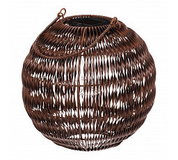 Lucerna - umělý ratan, kulatá, LED osvětl., vel. L, tmavě hnědá