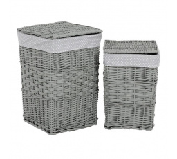 Koš prádelní - proutí, šedý, s víkem, cena za sadu 2 ks