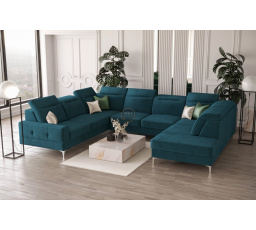 Rohová sedací souprava MALIBU MAX I 260x350x220 cm - modrá, Levá strana